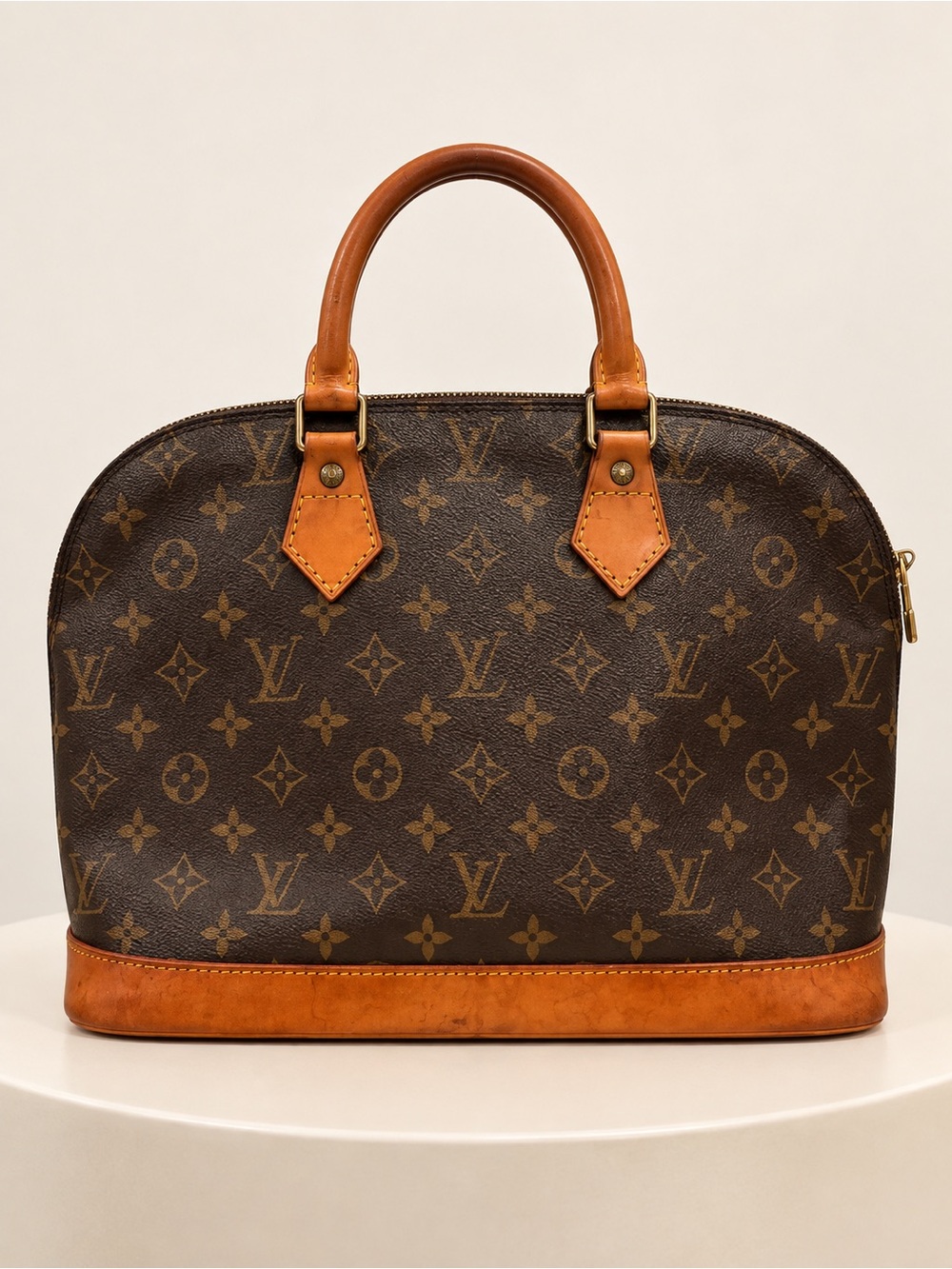 Louis Vuitton brown monogram Alma PM bag with COA